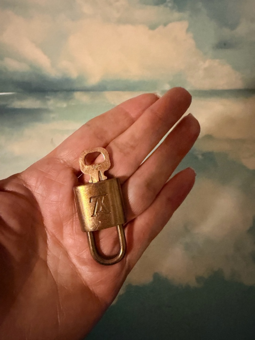 Louis Vuitton Brass Tone Padlock and Key